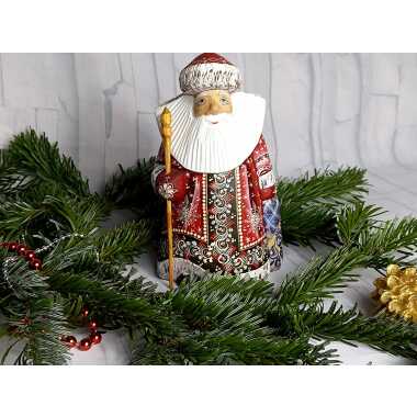 Weihnachtsmann Figur Aus Holz Nikolaus Santa Claus Opa Frost Bemalt Handgeschnit