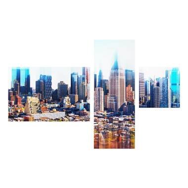 4-teiliges Glasbild Manhattan Skyline Urban Stretch