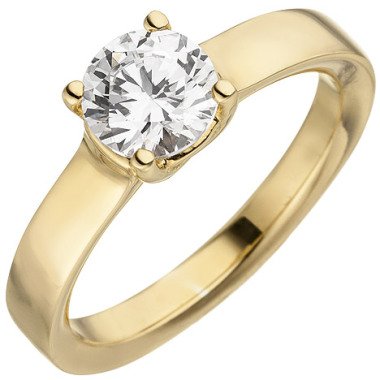 Damen Diamantring & SIGO Damen Ring 585 Gold Gelbgold 1 Diamant Brillant