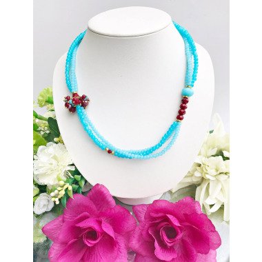 Damen Türkis-Schmuck & Halbedelsteinkette Mit Perlen Halskette Damen Perlenkette