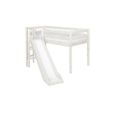 FLEXA Halbhohes Bett mit Rutsche Flexa Classic weiß Kindermöbel Kinderbette
