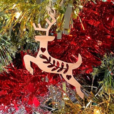 Hölzerne Rentier-Weihnachtsbaum-Dekoration