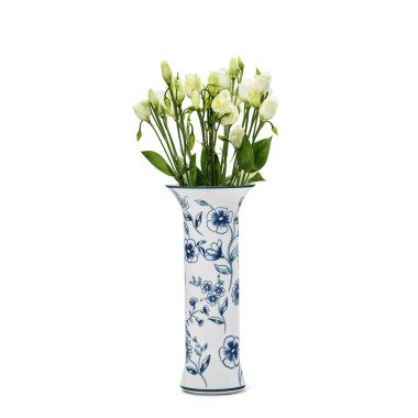 In Flore Lisa Handbemalte Porzellan Vase, Weiß-Blau