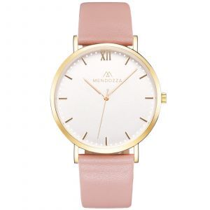 Luxusuhr in Gold & Mendozza Uhr MW-RG0200H-PL White Moon Armbanduhr Leder Weiß Gold