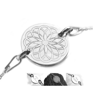 Mandala, Plättchen Armband Mit Gravur, 925 Silber, Personalisiertes Kettenarmba