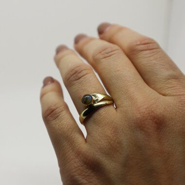 Offener Labradorit Ring, Spitze, Handgemacht