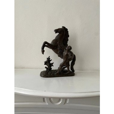 Patinierte Bronze Skulptur Cheval De Marly'