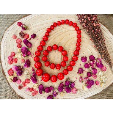 Set Rote Holzkette Und Armband, Halskette, Perlenkette, Roter Schmuck
