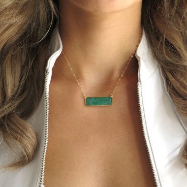 Smaragd Halskette Gold, Für Frauen, Grün Halskette, Zierliche Schmuck