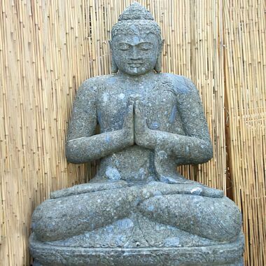 Unikat Betende Buddha Statue aus Naturstein / 60 cm