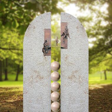 Urnengrabstein aus Kalkstein & Kalkstein Urnengrabstein mit Bronze Ornament
