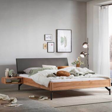 140x200 cm Bett massiv aus Wildbuche Massivholz