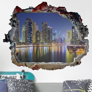 3D Wandtattoo Dubai Nacht Skyline
