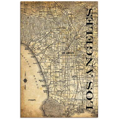 Artland Leinwandbild Los Angeles Karte Straßen
