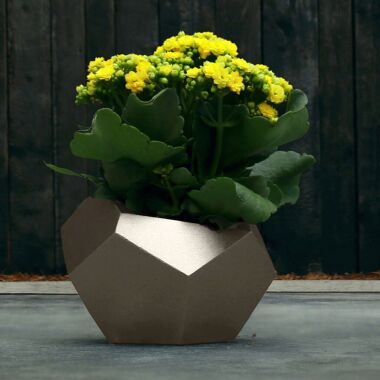 Elegantes Pflanzgefäß aus Beton - eckig - mit Farbe - Mirakoma / Bronze glänzend
