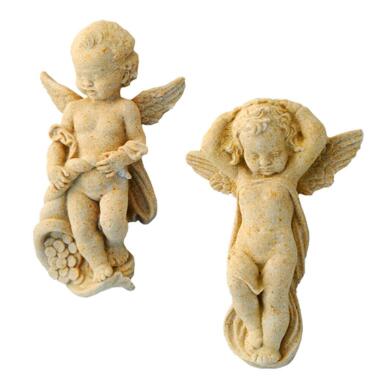Engel Skulptur aus Steinguss & Schönes Steinguss Engel Set frostsicher