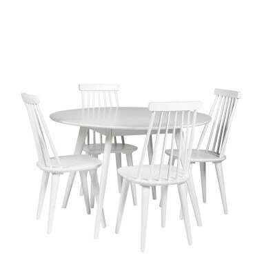 Essgruppe mit rundem Tisch skandinavisch Weiß (fünfteilig)