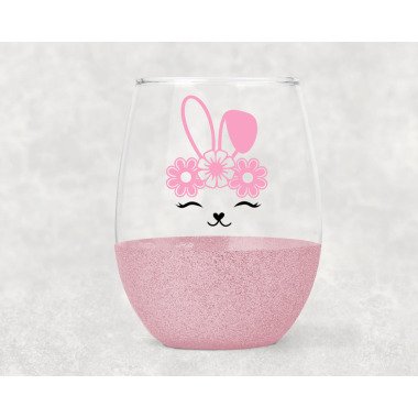 Floral Bunny Weinglas Glitzer Ostern Ostergeschenk
