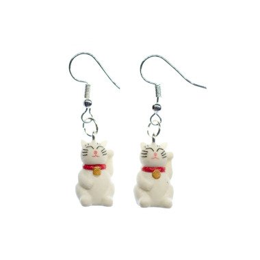 Glückskatze Winkekatze Ohrringe Miniblings Manineko Katzen Manga Weiß