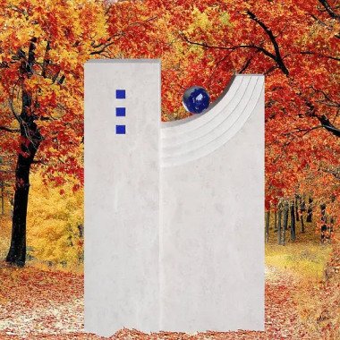 Grabdenkmal Naturstein Modern mit Blauer Kugel