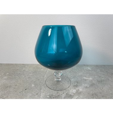 Große Glas Vase | Cognac-Schwenker Xxl Mid-Century Türkis-Blau