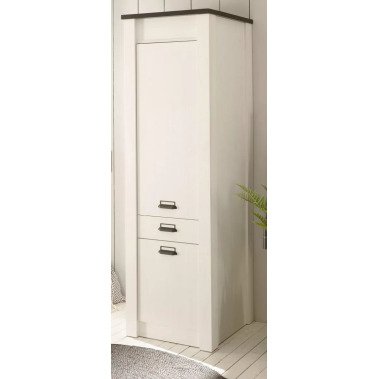 Küche Hochschrank Stove in weiß Pinie und anthrazit Landhaus 62 x 201 cm