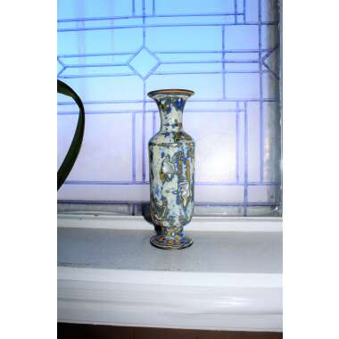Mid Century Emaille Vase Aus Messing Mit