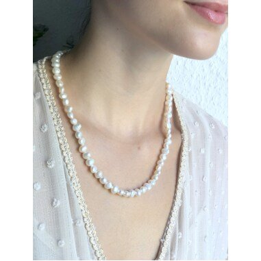 Perlenkette aus Messing & Perlenkette, 24 Karat Vergoldet Karabinerverschluß