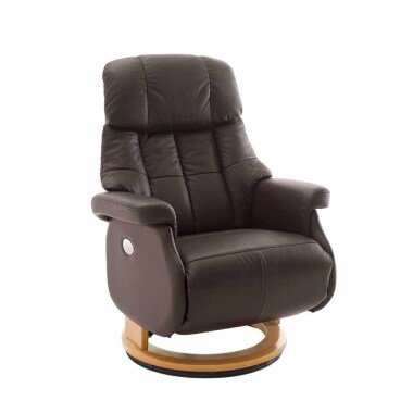 Polstersessel mit Leder & TV Sessel in Braun Leder elektrisch