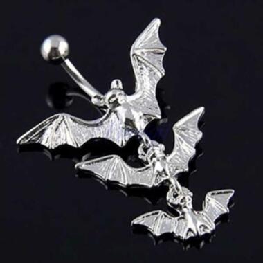 Punk Flying Bats Dangle Barbell Belly Button