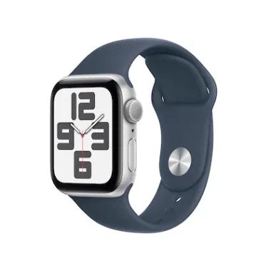 Sportuhr & Apple Watch SE (2. Gen) GPS 40mm Alu Silber Sportarmband Sturmblau M/L