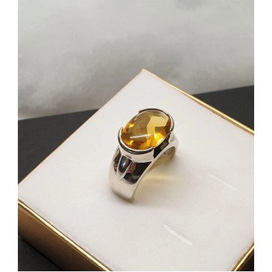 17 Mm Ring Silber 925 Topas Gelb Orange Vintage Elegant Sr1120