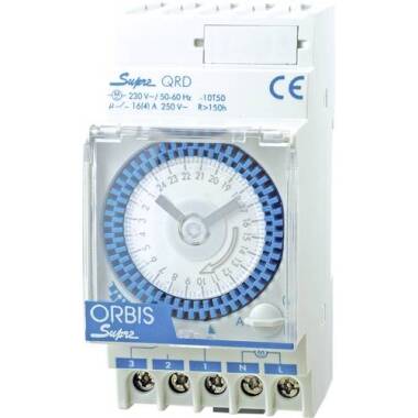 Analoge Zeitschaltuhr & ORBIS Zeitschalttechnik SUPRA QRS 230V Hutschienen-Zeitschaltuhr