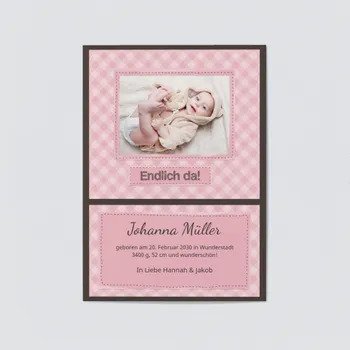 Baby Karten Mädchen Geburtskarten (5 Karten)