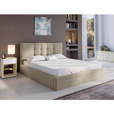 Bett mit Bettkasten 180 x 200 cm Stoff Beige