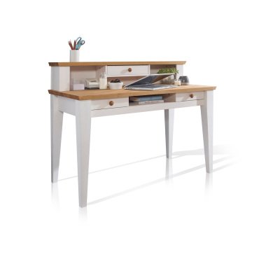 BORNHOLM Schreibtisch, Material Massivholz, Kiefer weiss / eichefarbig