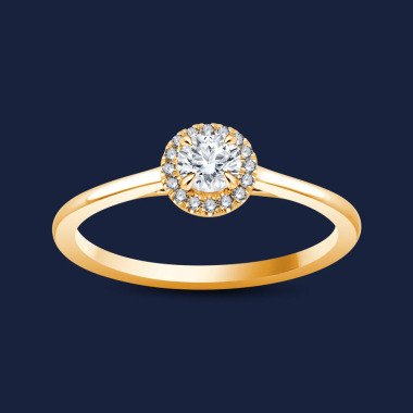 Cathedral Halo Round Ring 18k Gelbgold  