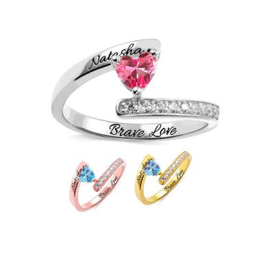 Damen Ringe mit Herz & Gravur Herzring Swarovski Kristall Namensring Herz