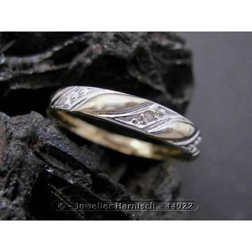 Gold Ring zeitlos Gold 585 bicolor Diamant Goldring Gr. 47,5