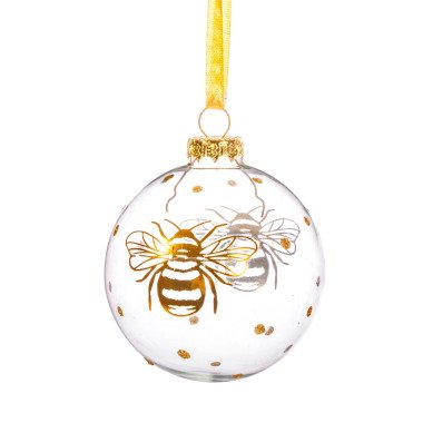 Goldene Bienen Und Polka Dots Glas Christbaumkugel