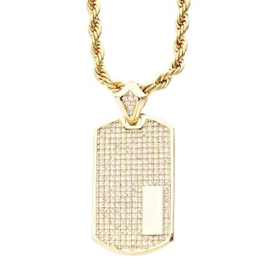 Iced Out Bling Micro Pave AnhÃ¤nger DOG TAG gold