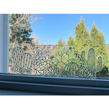 Kaktus Bordüre Suncatcher Fensteraufkleber