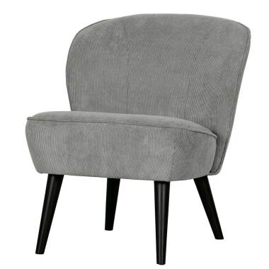Kleiner Sessel im Retrostil Cord Bezug Graugrün