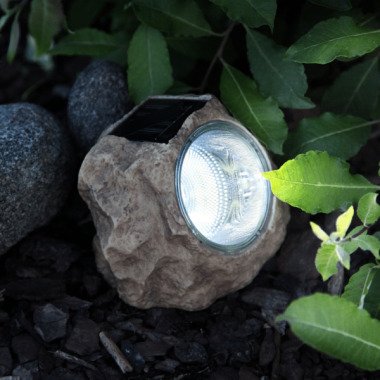 LED Solar Stein Rocky Spot mit kaltweißer