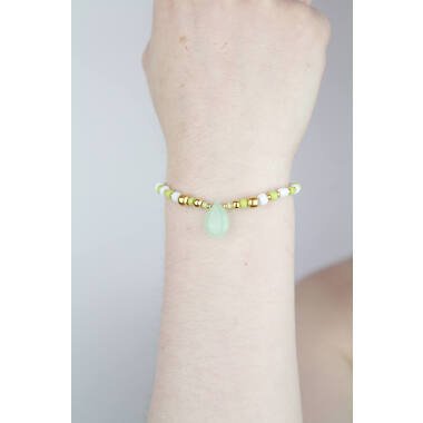 Perlen Boho Tropfen Nephrit Grün Gold Weiß Armband/Fußkette Tinylittlepiecess