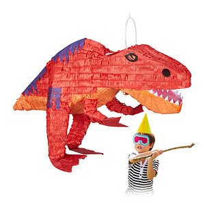 relaxdays Piñata rot/orange Dinosaurier