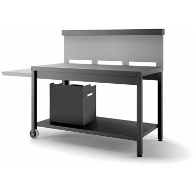 Rolltisch mit Plancha-Rückwand, Stahl schwarz