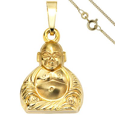 SIGO Anhänger Buddha 333 Gold Gelbgold mit Kette 45 cm