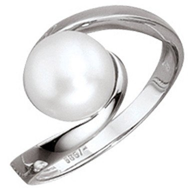 SIGO Damen Ring 333 Gold Weißgold 1 Süßwasser Perle Goldring Perlenring