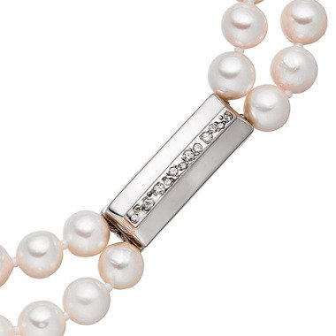 SIGO Magnet-Schließe 925 Silber mit Zirkonia Verschluss für 2-reihige Perlenkett